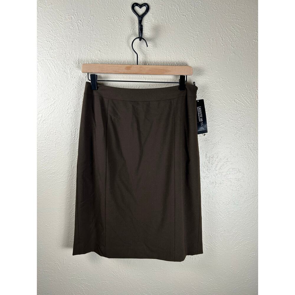 NEW Lafayette 148 Skirt Size 6 Straight Pencil Knee Length Espresso Brown Luxury
